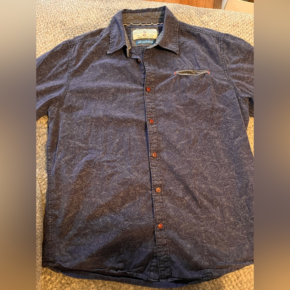 Private member Blue Patterned Button-Up Shirt
